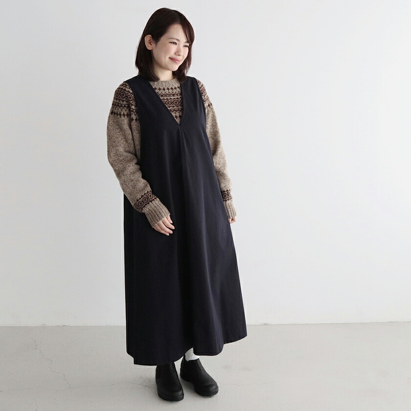 VeinsVネック2wayワンピース / クラシックツイル ヴィンテージ|hanger店