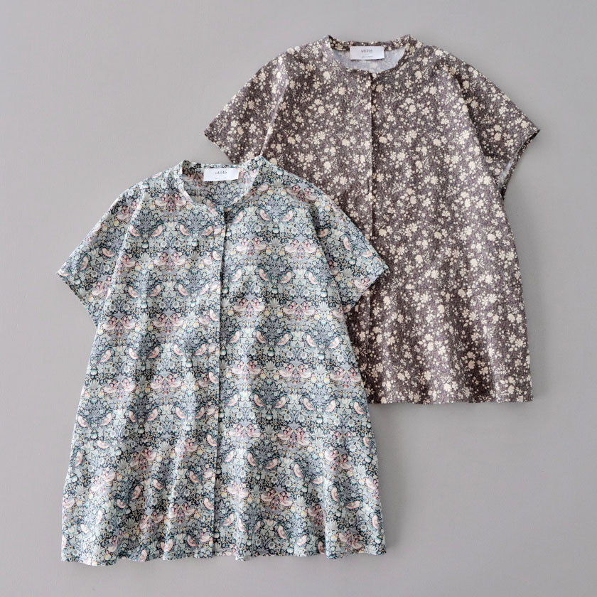 【SALE20%OFF!】utiliteリバティプリント 裾フレアブラウス|hanger店