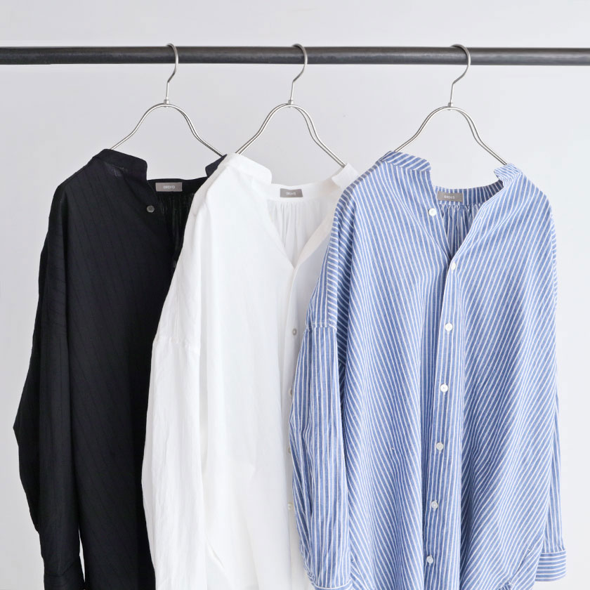 ＜br /＞＜br /＞ORCHID＜br /＞＜br /＞コットンレーヨン ドビーストライプ ヨークギャザーロングシャツ