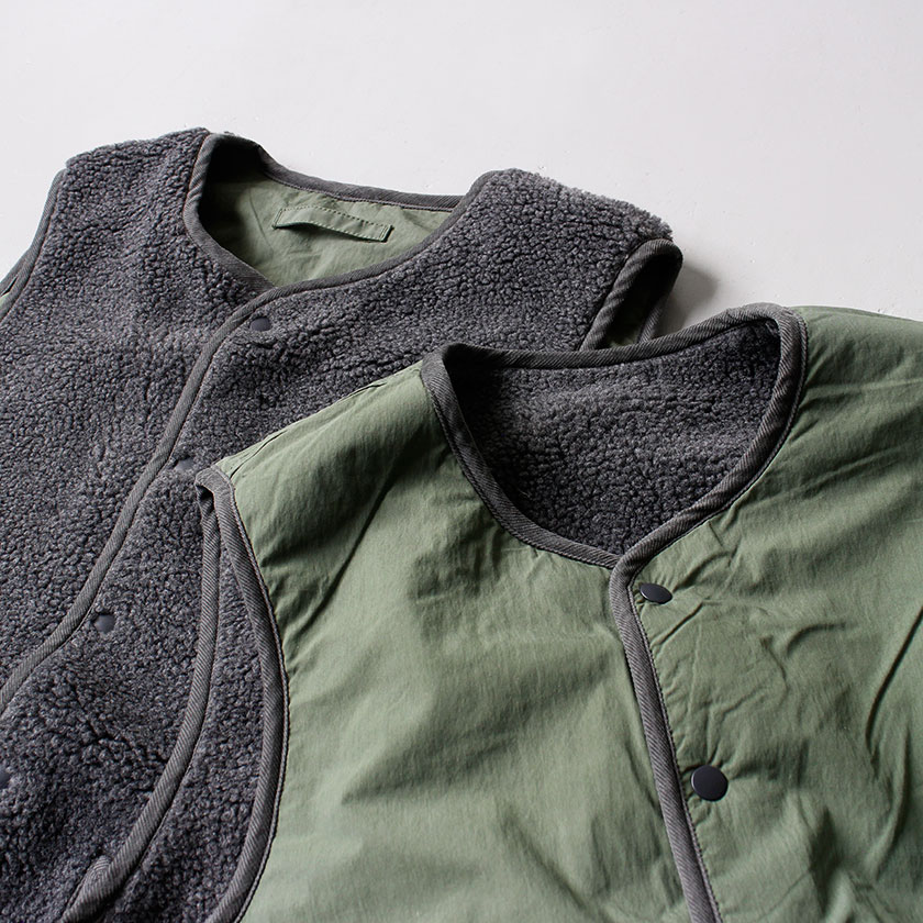 br/br/NATURALLAUNDRYbr/br/ボアリバーシブルデッキベスト