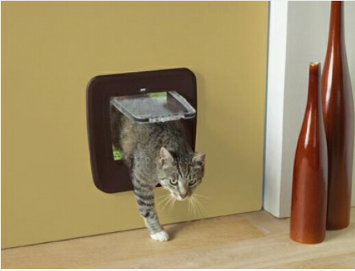 上位モデル！【SAVIC】ベルギーからおしゃれなペット用品が日本上陸！ 猫・超小型犬に対応したペット用ドア！サヴィッチ　アップグレードアクセス4ウエイキャットドア　ブラウン【猫　ペットドア　ハウス　お出かけ】