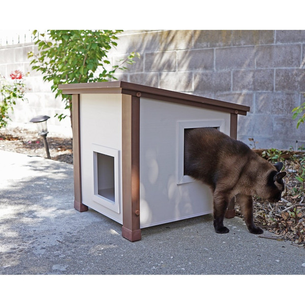 楽天市場 ご予約 人気の猫小屋 日陰作り 雨宿り 隠れ家 ビニールドア付きになりました 組立簡単です アメリカnew Age Pet ニューエイジペット Ecoflex シリーズ屋外猫用アウトドアキティハウス アルバニー アウトドア フェーラルキャットハウス Hangon