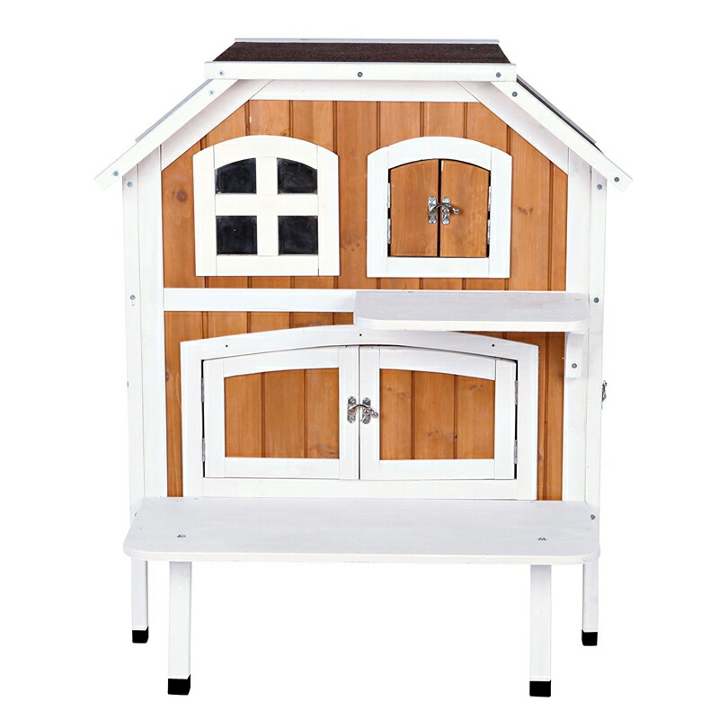 ※ねこちゃんの小屋です！【ドイツTRIXIE】新発売！ドイツTRIXIE　キャットタワー　2階建ての木製キャットハウス　木製キャットタワー兼ホーム キャットホーム ウエルカムキャットハウス【キャットタワー　キャットツリー　プレイボックス　爪とぎ】