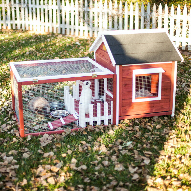 【ADVANTEK】海外のログハウス風のうさぎ小屋です!アメリカアドバンテックラビットケージザ・ホワイトピケットフェンスラビットハッチ【うさぎラビットフェレットハムスターバード鳥ケージ小動物学校幼稚園】
