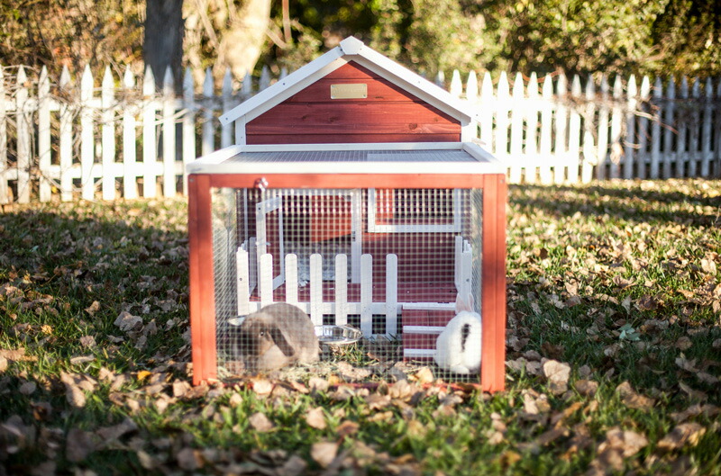 【ADVANTEK】海外のログハウス風のうさぎ小屋です!アメリカアドバンテックラビットケージザ・ホワイトピケットフェンスラビットハッチ【うさぎラビットフェレットハムスターバード鳥ケージ小動物学校幼稚園】
