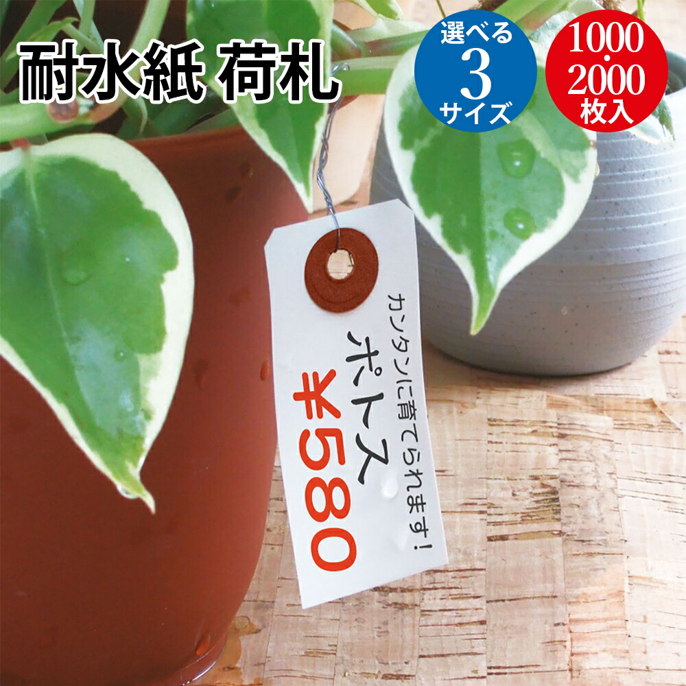 【耐水加工】耐水紙 荷札 豆 中 大 300枚 1000枚 | 針金 荷札 提札 ラッピング 業務用 梱包資材 クロークチケット タグ 名札 整理 まとめ買い ササガワ タカ印 作業 屋外 荷物 梱包 クローク札 植木 植木鉢 盆栽 白色 白 大容量 大量 耐水 衣料 値札 選別 仕分け 値札