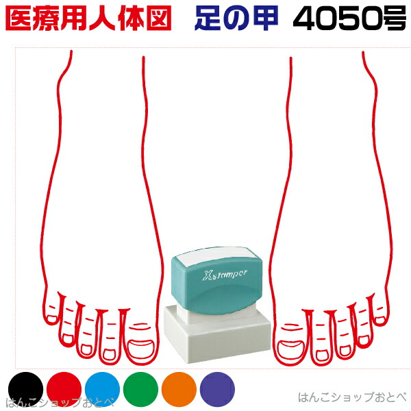 人体図 シャチハタ 医療用人体図 足の甲 角型印 4050 医療 スタンプ | ［本州送料無料］カルテ 人体図 イラスト 用 スタンプ ゴム印 問診票 整体 病院 医院 整体院 検査 レントゲン スタンプ はんこ 印鑑 ハンコ 書類 先生 医者 40×50 浸透印 文具 事務用品