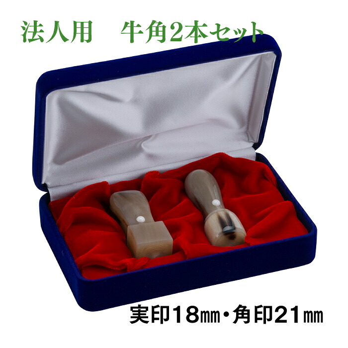 法人印鑑　2本セット　牛角色18ｍｍ天丸・21ｍｍ角｜はんこ市場店