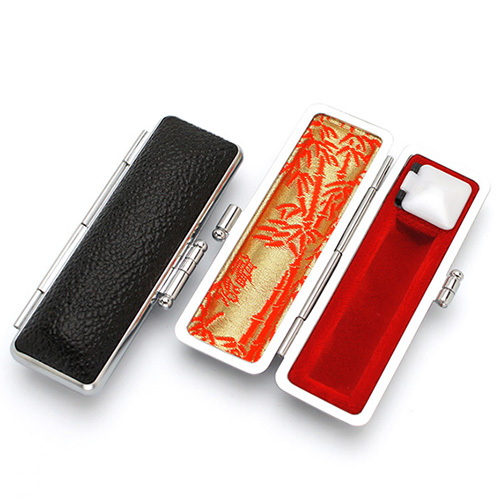 楽天市場】印鑑ケース【本トカゲ皮-金枠】16.5mm-18mm用 茶系（朱肉