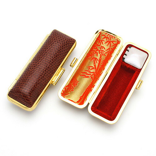 楽天市場】印鑑ケース【銀枠】16.5mm-18mm用 黒（朱肉付き) 内側：朱竹