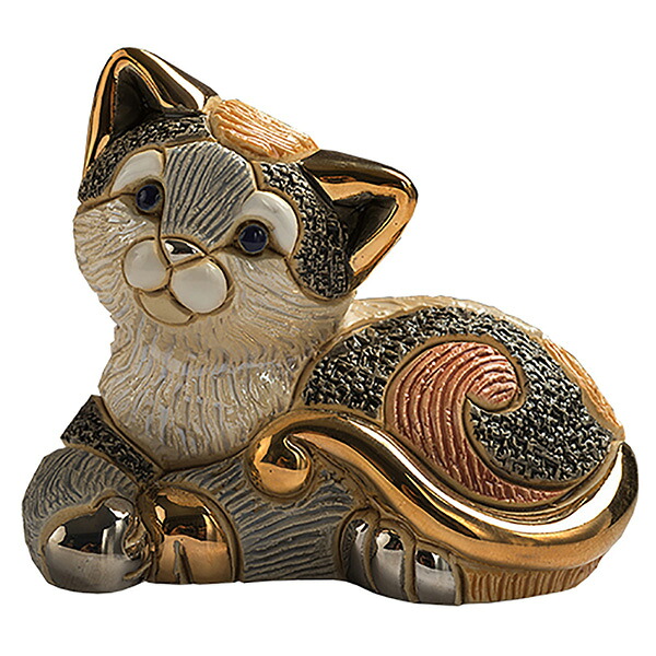 送料無料キャリコキャット子供 F417陶器 置物 動物 ネコ 猫 子猫 三毛猫 ねこ キャット cat ペット インテリア オブジェ 雑貨 おしゃれ かわいい 贈り物 プレゼント｜リンコナダ