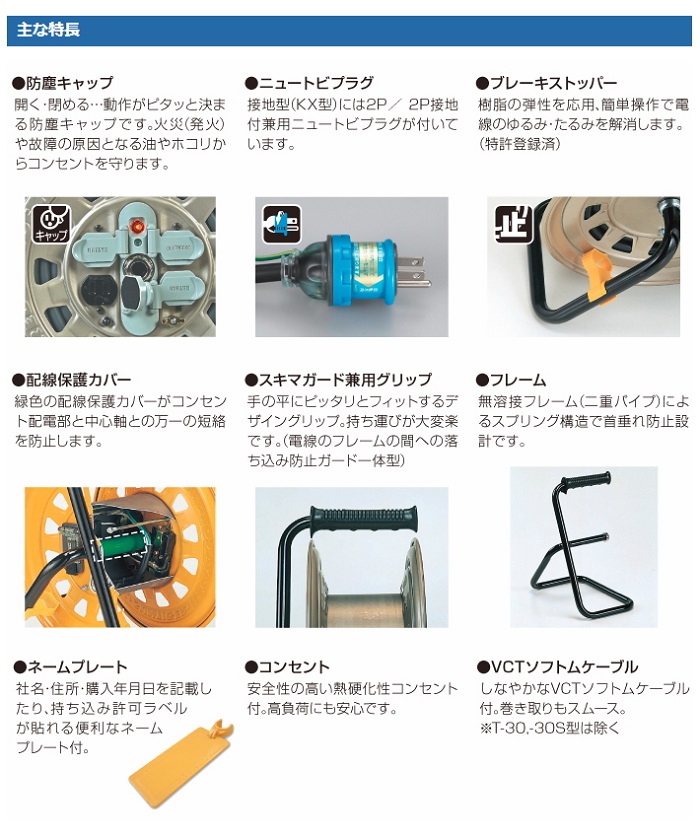 ハタヤ サンタイガーリール 温度センサー付コードリール 単相100V20M