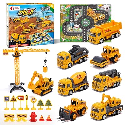 Cute Stone 建設車両 おもちゃ 車おもちゃ 22点セット 知育玩具 ショベルカー プレイマット付き 可動パーツ 作業車両 工事車両 ミニカー 交通信号機付き 砂場 親子ゲーム 子供おもちゃ 誕生日 プレゼント 入園お祝い画像