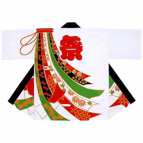 「白地・熨斗祭」【祭りプリント半纏】（セット帯付）