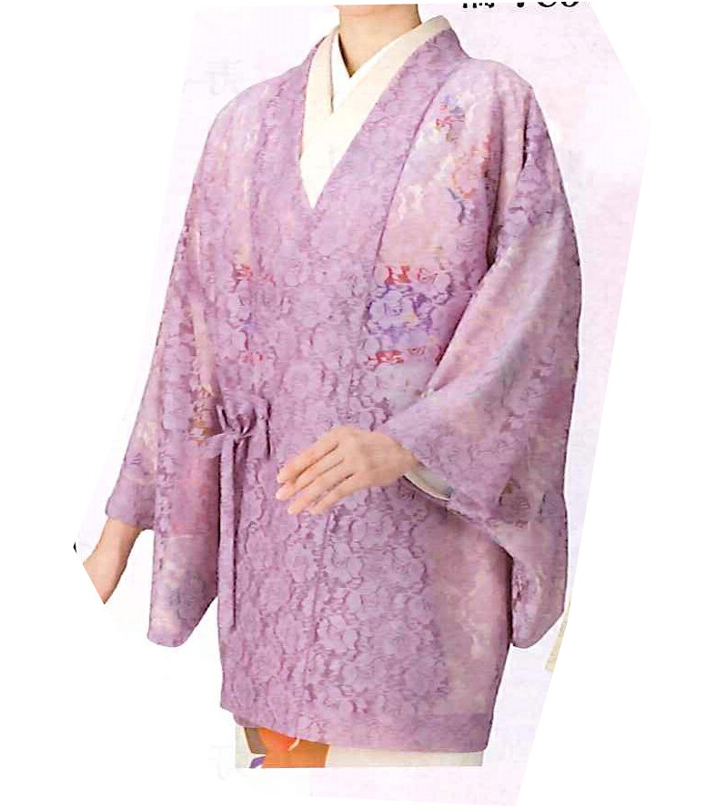 春色レースコート【着物・和装おしゃれコート】Ｆサイズ｜藤色|クリーム色、黒、臙脂、全四色　ワイン色｜半纏・着物屋 木南堂