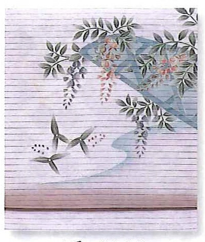 夏帯【手描き】【夏名古屋】絽(ポリエステル)【藤】垣根 桧垣 流水|半纏・着物屋 木南堂