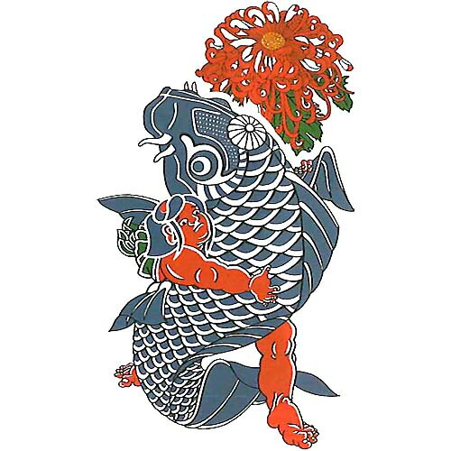 「鯉と金太郎・大」(簡易入れ墨)