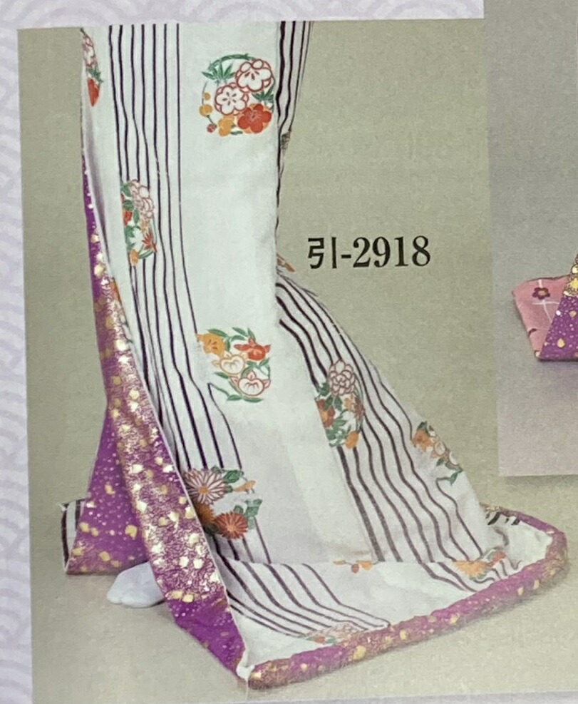 日本舞踊用 白い着物 薄紫の花 踊り 着物 舞踊 民謡 民舞 小紋 胴抜仕立て上がり 藤地 桜