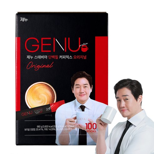 ★地域別送料無料【GENU】ステビア　プロティーン　コーヒーミックス100包　 韓国コーヒー 低カロリー 甘さ控えめ スッキリした味わい 植物性クリーム ミルク入りコーヒー タンパク質 珈琲 プロティーン ユジテ　韓国食品　ミスタートロット