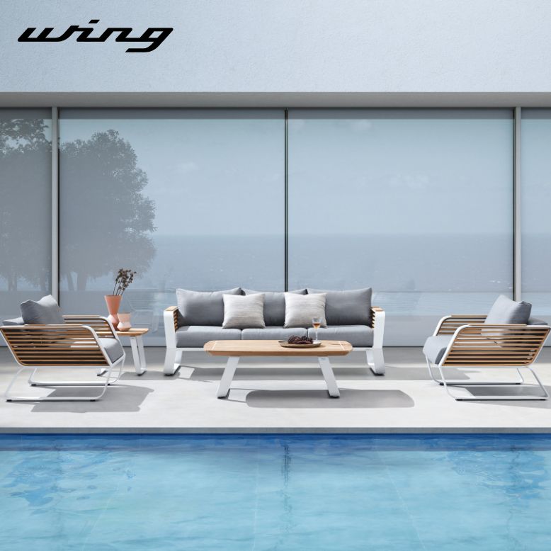 受注生産 ガーデンソファセット 4人用 屋外家具 ホテル ソファ ガーデンソファ HIGOLD Wing（ウイング）3シートソファ 4点セット【大型宅配便Y】