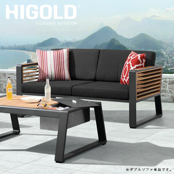 先行予約8月下旬入荷予定 ガーデンファニチャー NEWYORK Double sofa ニューヨーク ダブルソファ 専用カバー付【大型宅配便Y・送料無料・代引同梱不可】ブラック ホテル 庭 HIGOLD hnw1|DEPOS 2号館