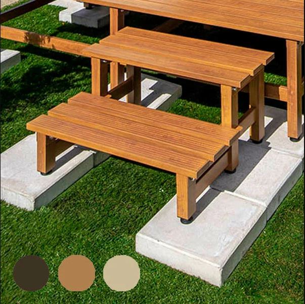 アルミ製ウッドデッキ　美WOODデッキ　2段ステップ　【メーカー直送/代金引換・同梱不可】ブラウン　ナチュラル　ミルキー　デッキ 縁台 木 ウッド アルミ 耐久性 ユニット 庭 ガーデン