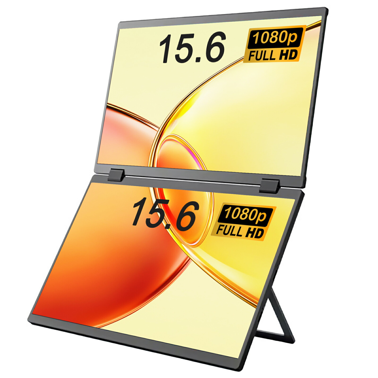 Hanx株式会社 日本メーカー Mobile Dual Monitor 15.6inch モバイルデュアルモニター 15.6インチ 2画面搭載 IPS液晶パネル 1920x1080 FHD 360度回転 アルミ合金製 1.6kg マルチデバイス対応 インボイス対応 モバイルモニター HT-DM27156画像