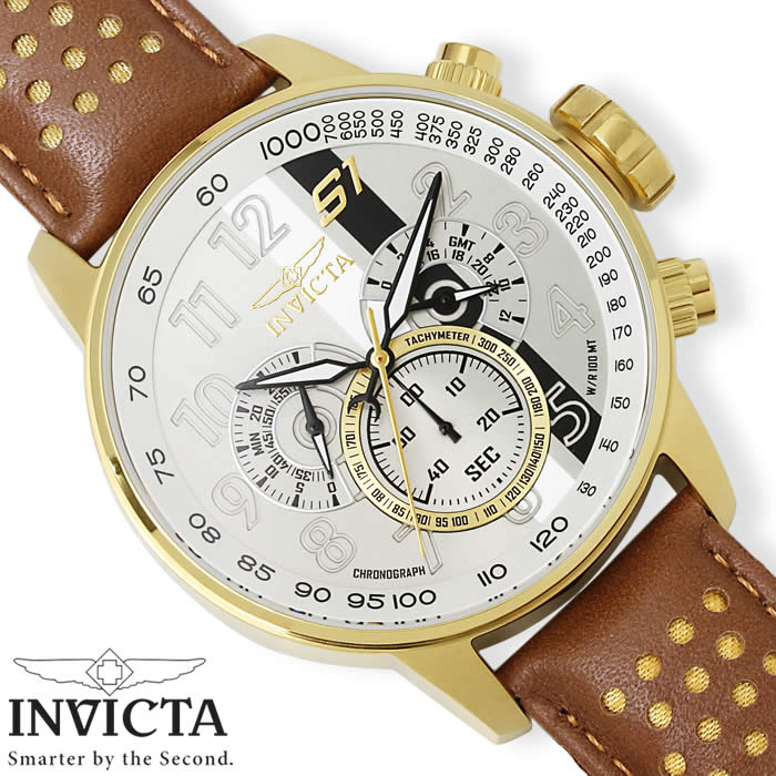 【送料無料】腕時計 メンズ INVICTA S1 ラリー インビクタ クロノグラフ 革ベルト 19287 防水 レーシングウォッチ ブランド 激安 GMT S1 Rally レーサー 激安 ゴールド キャメル インヴィクタ とけい うでどけい WATCH TOKEI【メンズウォッチ】