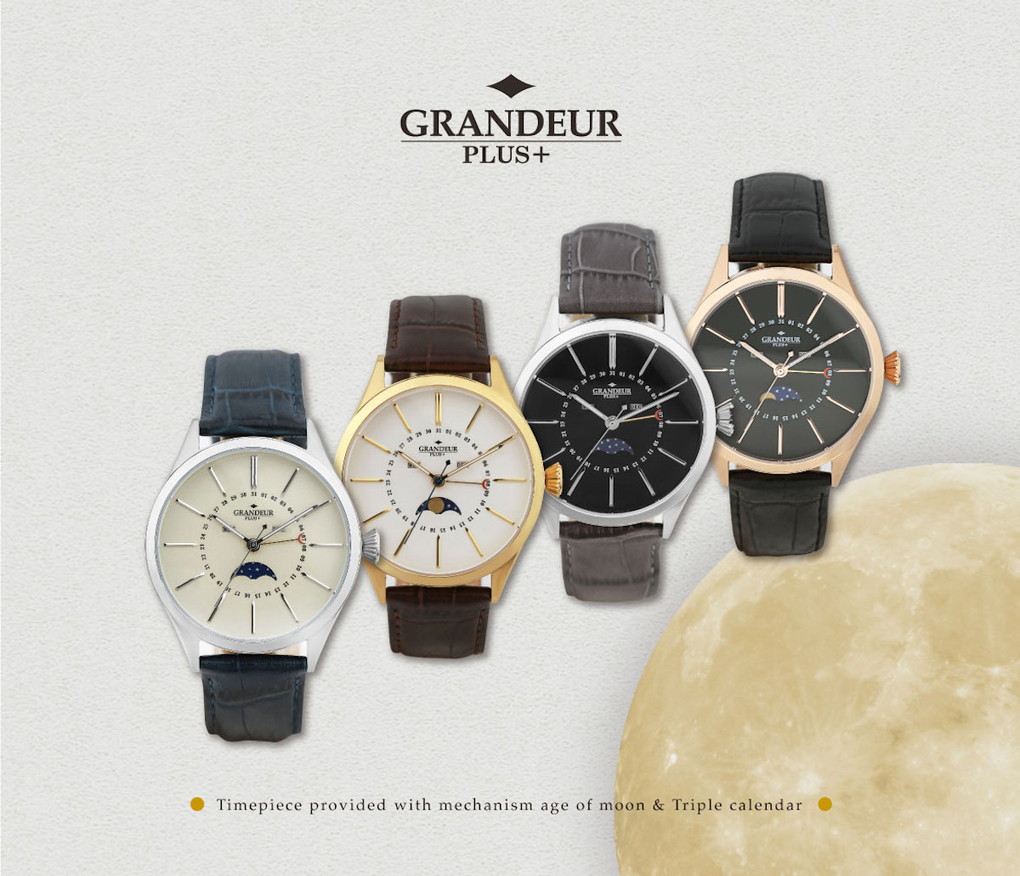 GRANDEUR PLUS＋ グランドールプラス 腕時計 メンズ ムーンフェイズ 革ベルト GRP011 岸部一徳 プレゼント クリスマス ラッピング無料可能 おしゃれ 流行 SNS インスタ