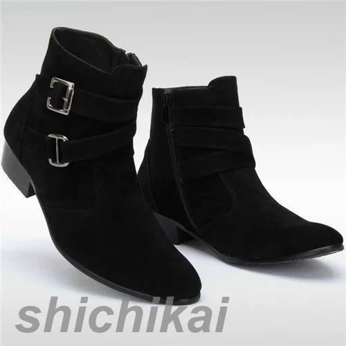 THOM WILLS ショートブーツ メンズ シークレット 5cm身長UP スエード　サイドジップ ウエスタンブーツ 紳士靴 ワークブーツイギリス風 カジュアル