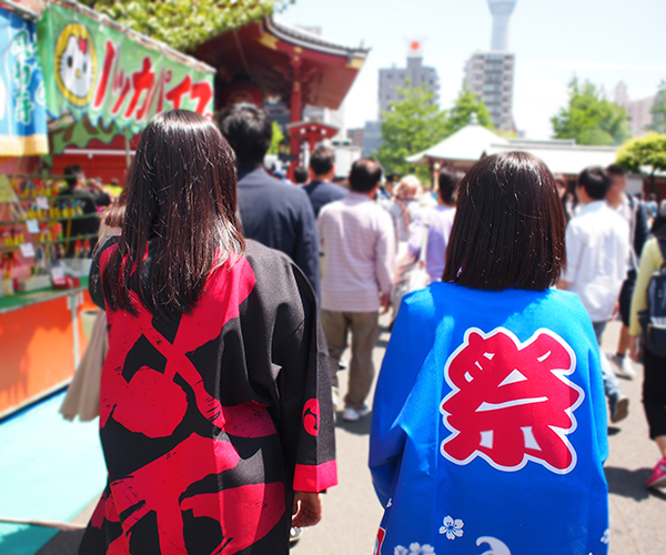 【楽天市場】法被 はっぴ ハッピ 半被 祭りお祭り 太鼓 フェス イベントに半纏 はんてん 東京法被柄 Blue ブルー 青 大人用オリジナル