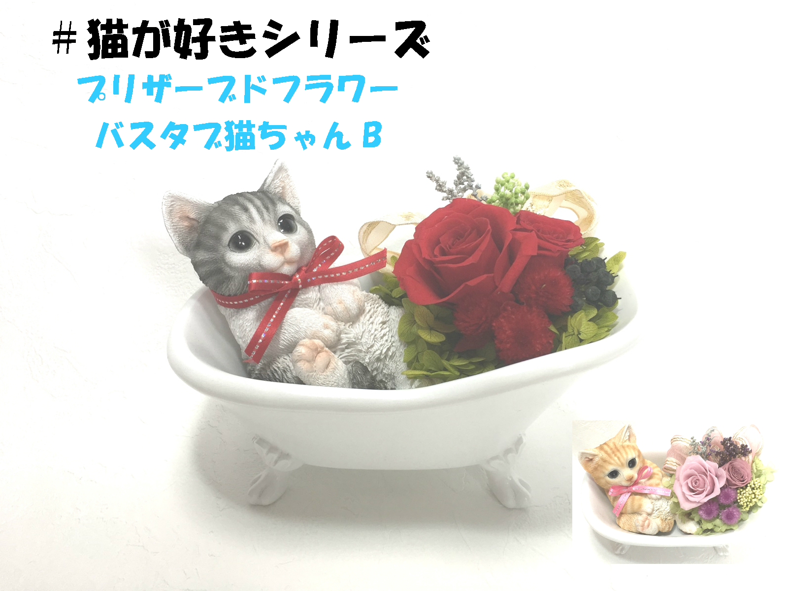 楽天市場 バスタブ猫ちゃんb 猫が好きシリーズ プリザーブドフラワーアレンジ 猫の置物 かわいい猫 プレゼント ギフト Happiest