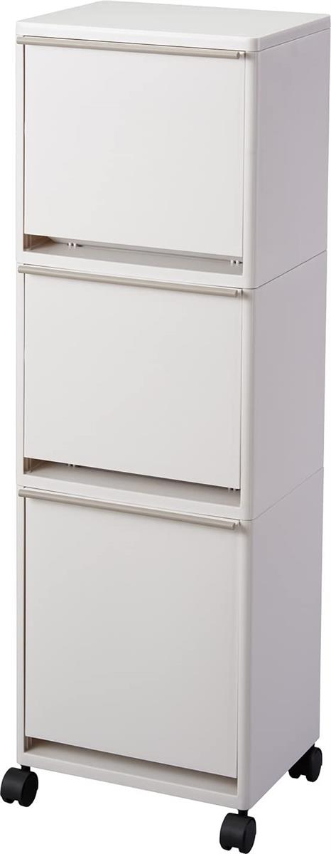 アスベル フタ付き添い人紙くずかご 手押し車広広とした3段 省空白文字 43L 白 小入れものに使える A6600