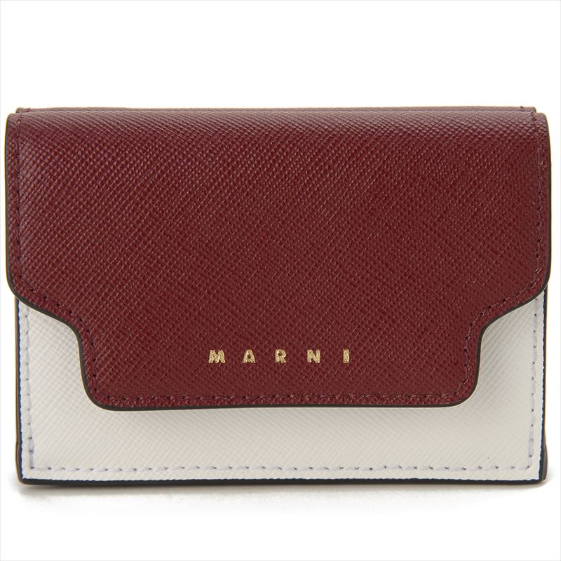 内祝い】 マルニ MARNI 三つ折財布 PFMOW02U25 DEEP RED LILY WHITE