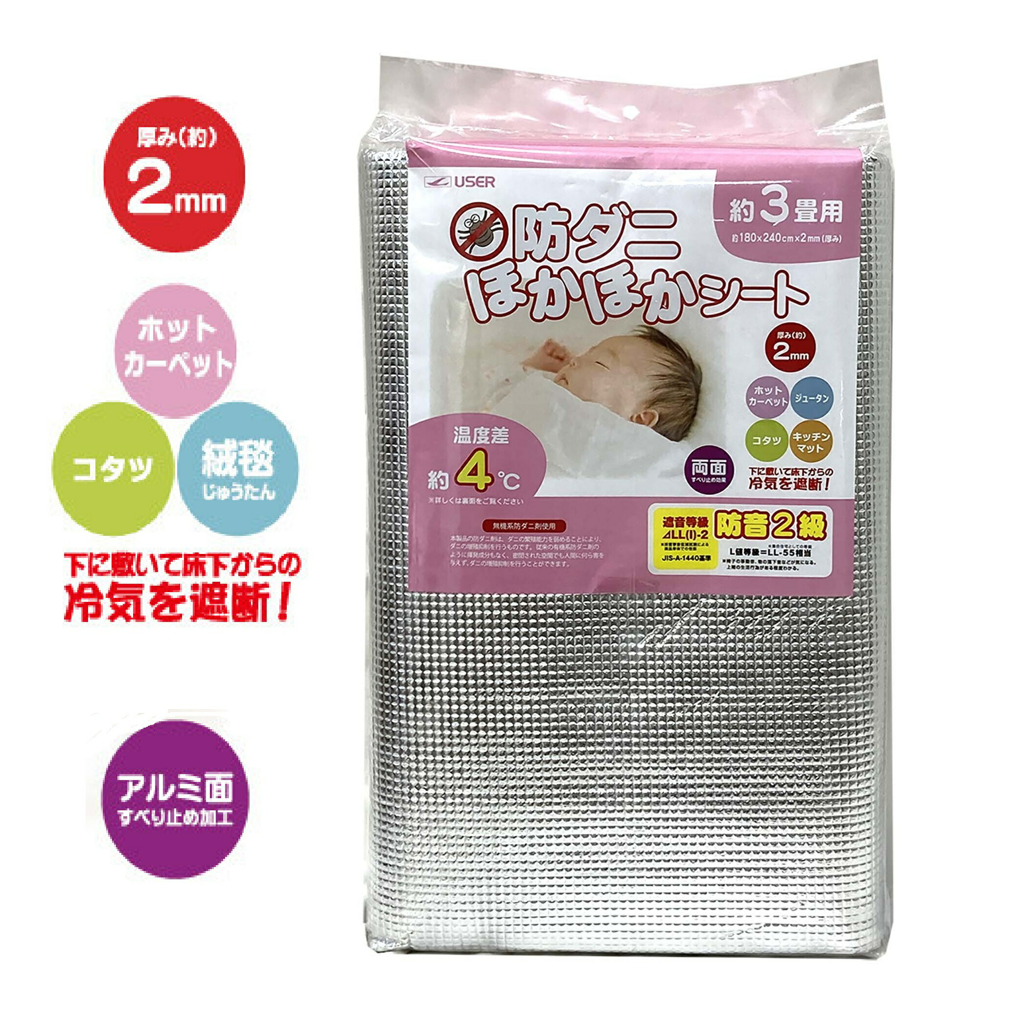 楽天市場】【ユーザー】防ダニ ほかほか シート 2mmタイプ 2畳サイズ