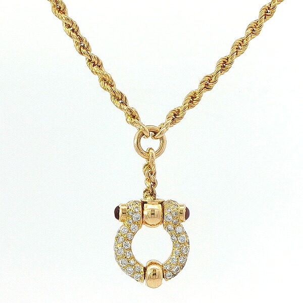 送料無料・返品可♪ヴァンクリーフ&アーペル ヴィンテージ ルビー0.25ct ダイヤ0.64ct ネックレス K18YG 新品仕上げ済み♪【中古】
