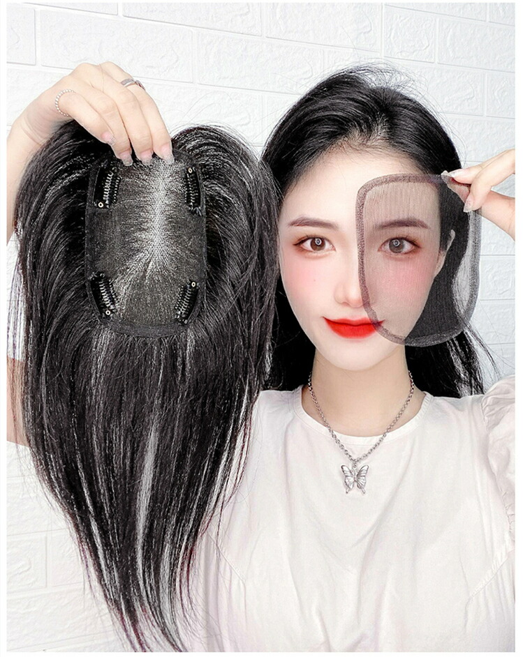 頭頂部ウィッグ　25cm ライト ブラウン ヘアピース 部分 かつら