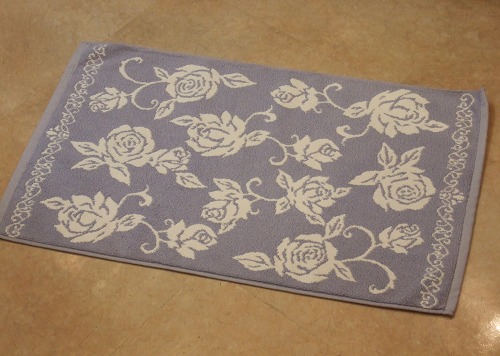 Happy Goods Collection A Toweling Bath Mat Rose Line Blue Rose