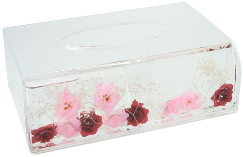 アクリル樹脂水中花ティッシュ押しかぶせる：リトルサクラ色\u003cBR\u003e\u003cBR\u003eティッシュボックス席  アクリル樹脂 今めかしい ローズ 【HLS_DU】