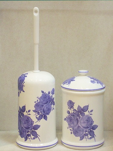 Hy Goods Collection With Set And Ceramic Toilet Brush Stand With Set And Ceramic Toilet Brush Stand Pot Blue Rose Fashionable Holder Cleaning Supplies