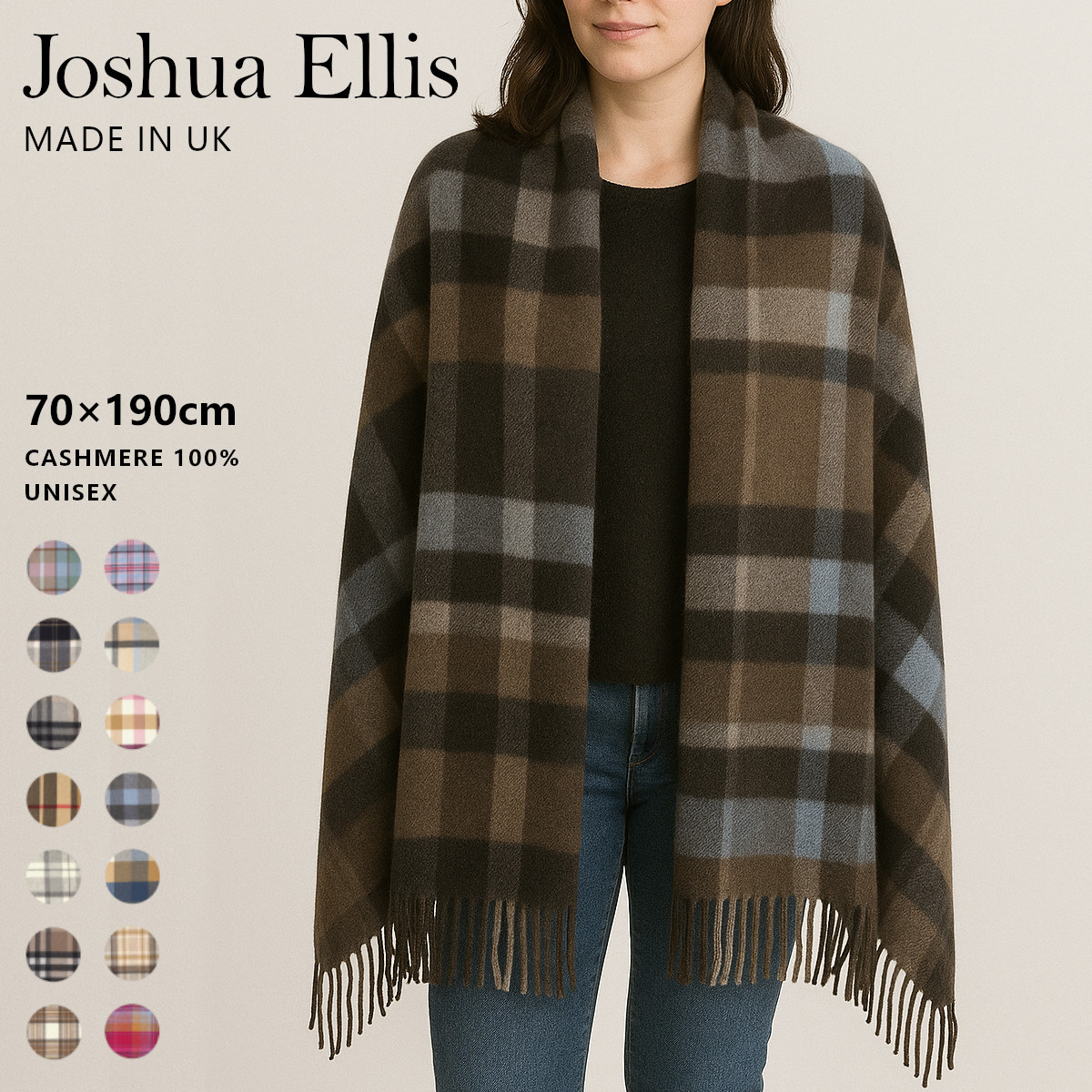 極美品　ジョシュアエリス　カシミヤ　ストール　マフラー　大判 ジョシュアエリス カシミア ストール マフラー 大判 カシミヤ