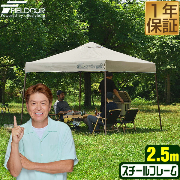 ワンタッチタープテント 2.5m×2.5m 牢固たる スチール写真 天幕 タープ 250珊 ワンタッチ ワンタッチ天幕 ワンタッチタープ 大型 UV工業 撥水 ベンチレーション 納める御徒面子付 日よけ 出来事 アウトドア 難民キャンプ 丸焼き FIELDOOR ●[貨物輸送無料]