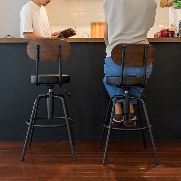 【楽天市場】1年保証 カウンターチェア バーチェア 高さ調整 背もたれ付き チェア バースツール 昇降式 アンティーク風 キッチンチェア 椅子