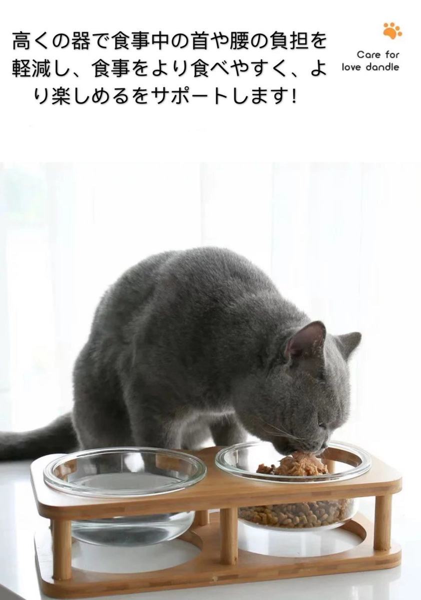 楽天市場 ダブルmサイズ 猫 キャットフード 皿 食器 ボウル 犬 餌入れ おしゃれ 優しい 水 ご飯 食べやすい 透明ボウル2皿 木スタンド 水のみ えさ 猫の餌 お皿 猫用品 ねこ 子猫 ねこえさ ボール 食事 食器台 ガラスボウル ボトル ペット 猫用 犬用 ペットフード