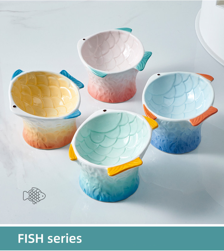 楽天市場 Fish Seriseペット食器 斜め 水入れ 餌入れ 陶器 セラミック 4色 1ml ハッピーライフ館