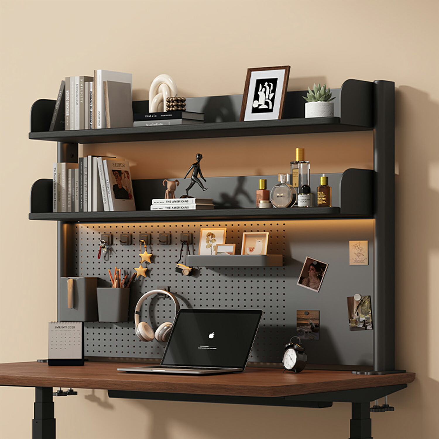 楽天市場】デスク上収納ラック クランプ式 机上ラック 有孔ボード付き