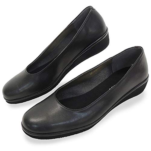 クロールバリエ No.385N 軽量パンプス レディース 3e 幅広 甲高 ゆったり シンプル オフィス 冠婚葬祭 スムースブラック 22cm|ハッピーアンドハッピー