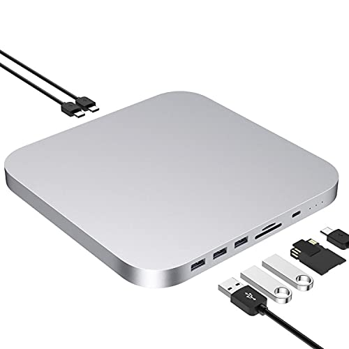 Mac mini ドッキングステーション シルバー 8in1 TypeC ハブ / M.2, 2.5インチ SSD HDD TypeA USB3.0 TypeC USB3.1 SD microSD / Mac mini M2 Pro 2023 mac|ハッピーアンドハッピー