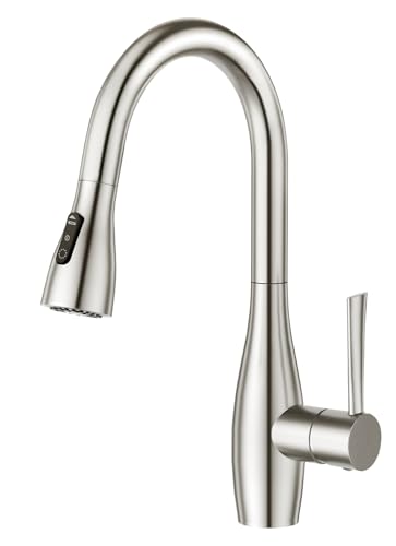 CREAキッチン蛇口 混合水栓 キッチン 水栓 タッチセンター水栓 蛇口シャワーホース 引出し式水栓３つ水流モード 360度回転 シングルレバーステンレス製