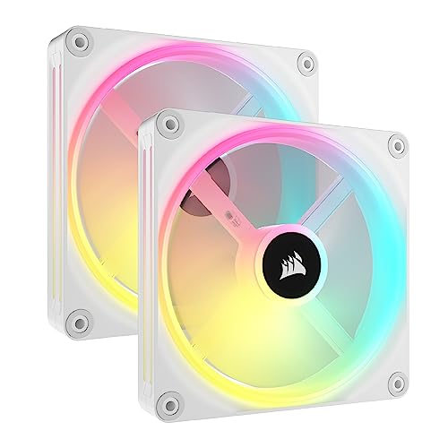 CORSAIR iCUE LINK QX140 RGB スターターキット White 140mm PWM RGB PCケースファン (ファン2個、iCUE LINK システムハブ ケーブルセット) CO-9051008-WW